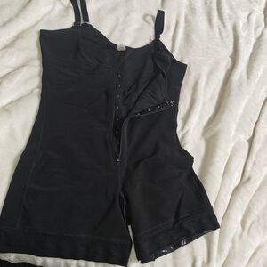 Black Full-Body Shaping Romper with Adjustable Straps